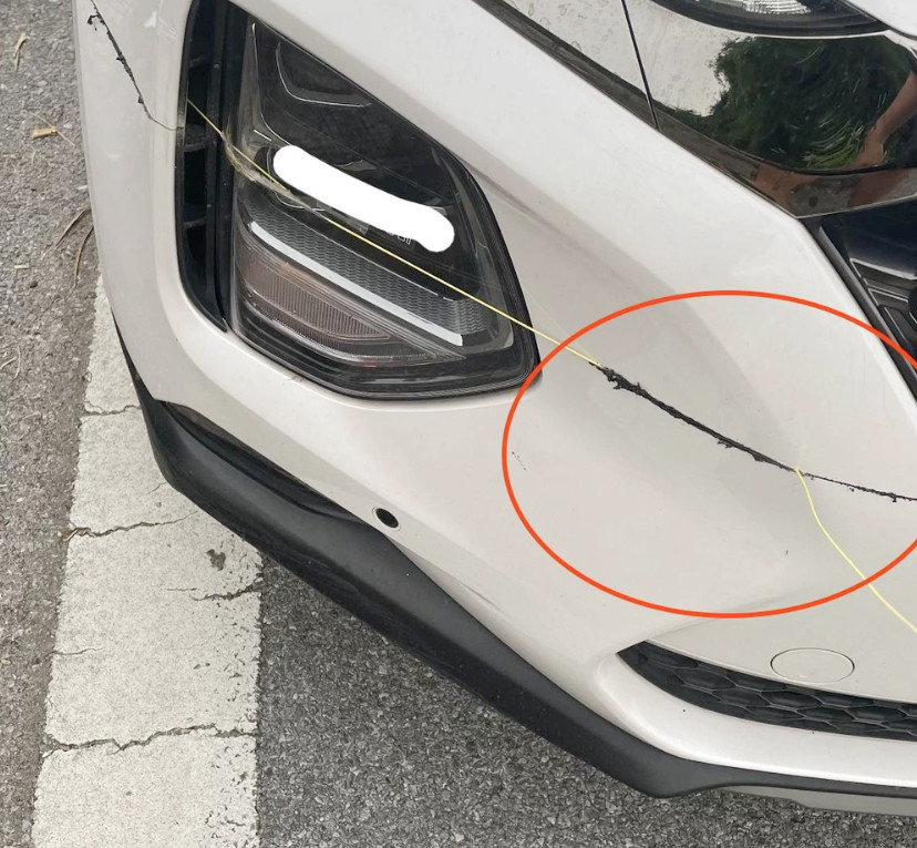 Dây diều "sắc như dao", cứa đứt cản trước ô tô (Ảnh: Nhân vật cung cấp). Dây diều "sắc như dao", cứa đứt cản trước ô tô (Ảnh: Nhân vật cung cấp).