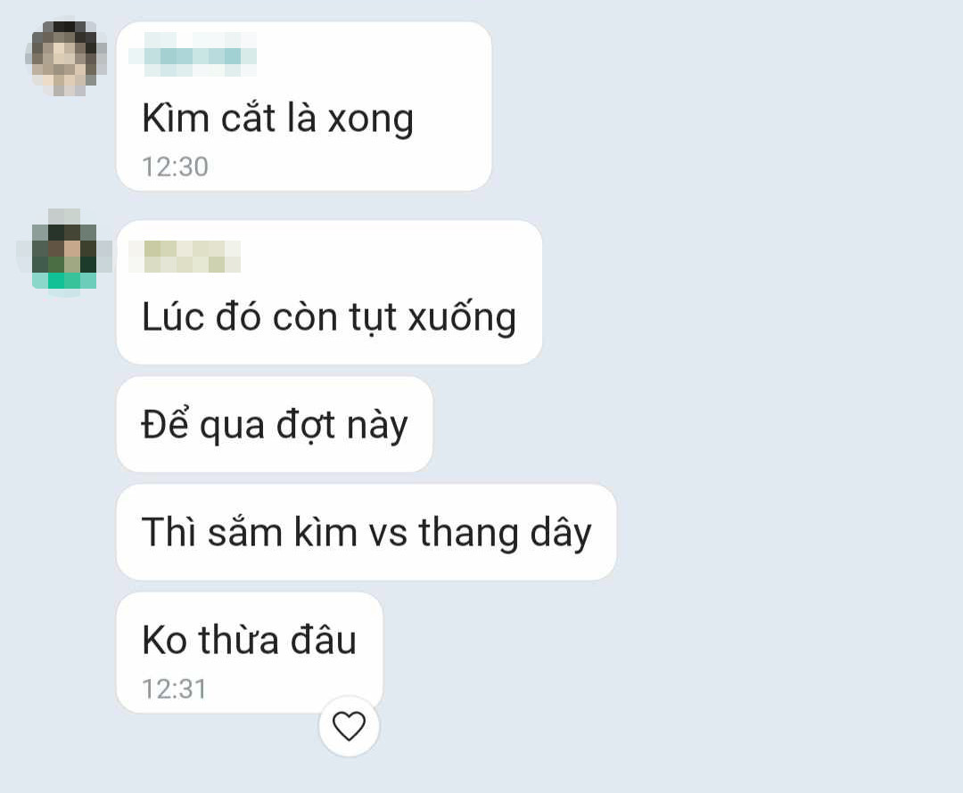 Một đoạn hội thoại trong nhóm chat gia đình chị Thanh.