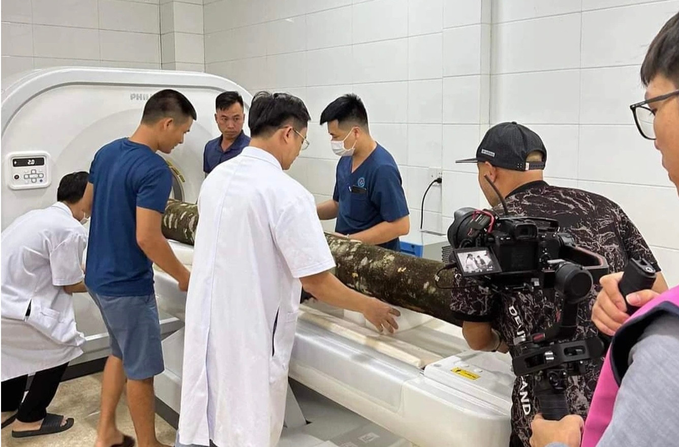 Hình ảnh chụp cắt lớp vi tính cho cây dó trầm đang gây "sốt" trên mạng xã hội (Ảnh: Quốc Khánh).