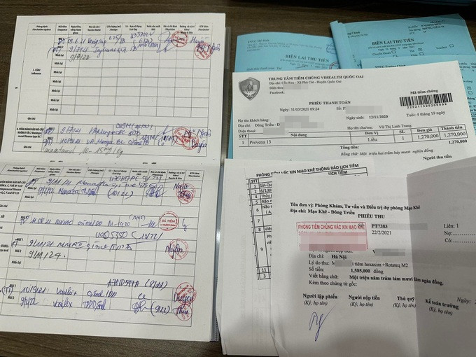 Chi phí tiêm phòng cho bé trai năm đầu hết khoảng 17 triệu đồng. Chị Trang cho con tiêm ở Quảng Ninh và Hà Nội tùy thuộc vào thời gian con ở nhà nội hay nhà ngoại (Ảnh: L.T).