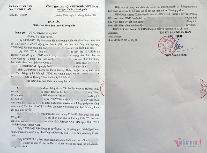 Báo cáo giải trình của UBND xã Hương Xuân