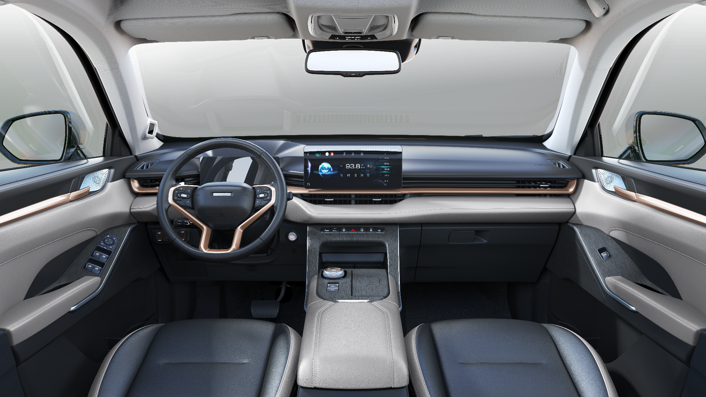 Nội thất Haval H6 ghi điểm với thiết kế tinh giản, hạn chế sự xuất hiện của các phím bấm cơ học truyền thống. Vô lăng 3 chấu bọc da, tích hợp nhiều phím chức năng. Viền bao quanh các chấu được làm bằng kim loại sáng bóng. Bộ ba màn hình được bố trí khoa học và tiện lợi.