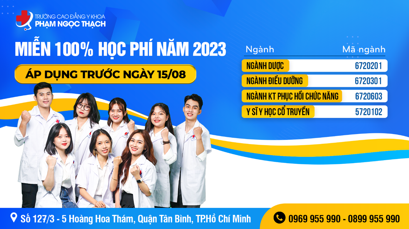 Miễn 100% học phí năm 2023 cho các em học sinh khi đăng ký theo học các ngành tại trường trước ngày 15/08. Miễn 100% học phí năm 2023 cho các em học sinh khi đăng ký theo học các ngành tại trường trước ngày 15/08.