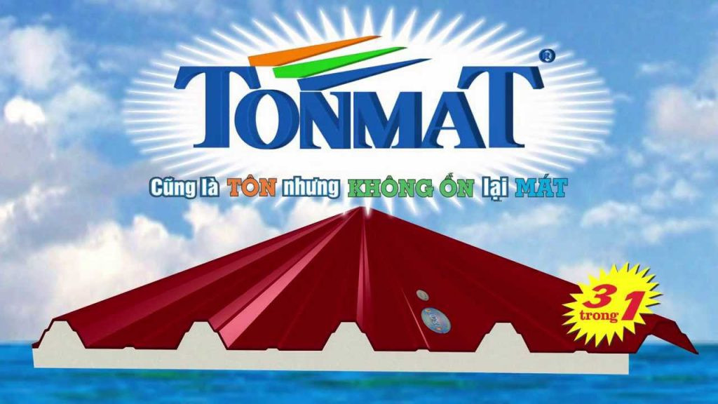 Tấm lợp 3 lớp TONMAT bằng lõi PU cách nhiệt, chống ồn đầu tiên Tấm lợp 3 lớp TONMAT bằng lõi PU cách nhiệt, chống ồn đầu tiên