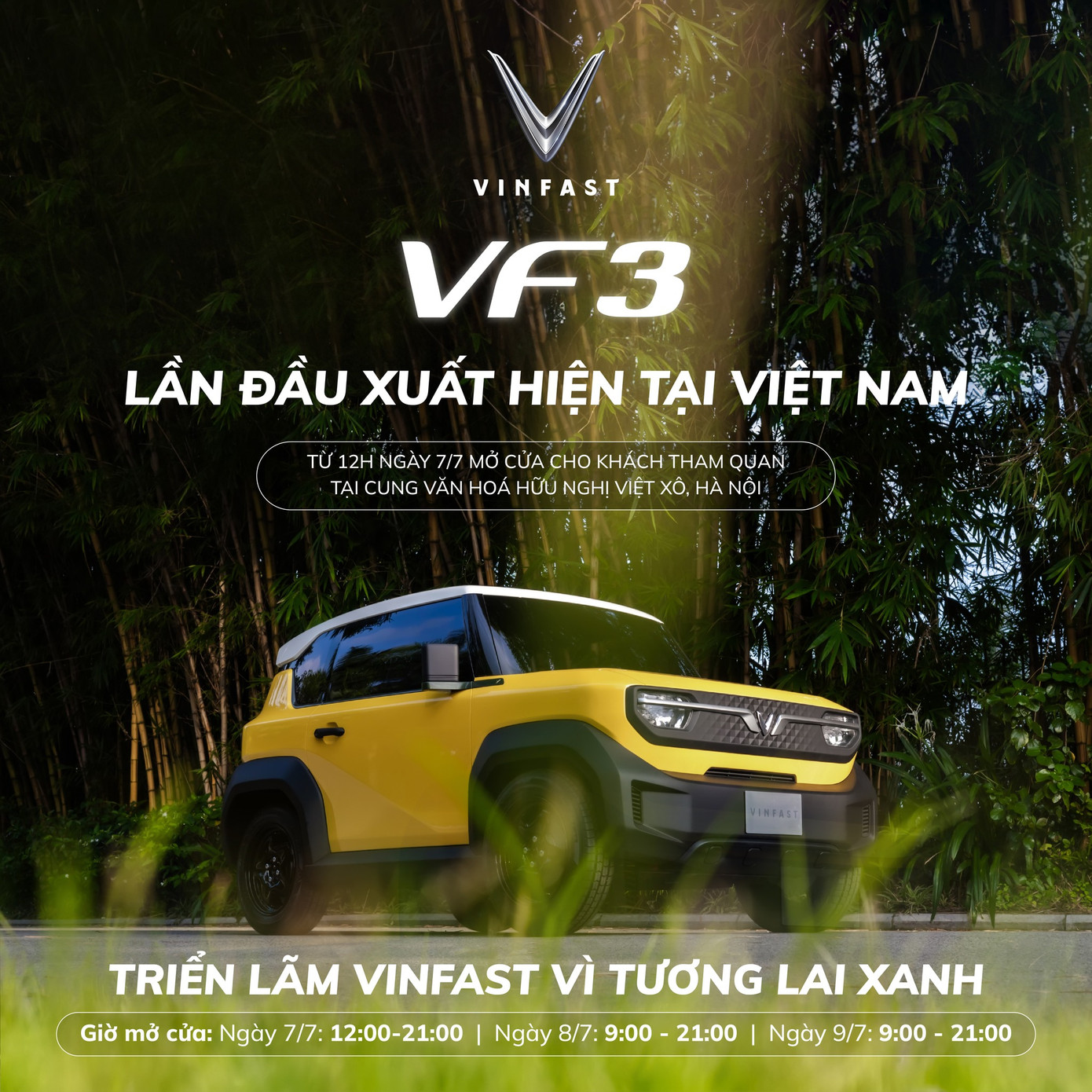 VinFast VF 3 sẽ lần đầu tiên ra mắt công chúng vào ngày 7/7. VinFast VF 3 sẽ lần đầu tiên ra mắt công chúng vào ngày 7/7.