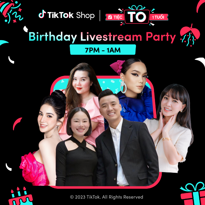 Nhiều nhà sáng tạo nội dung tại buổi livestream party mừng “Tiệc To 1 Tuổi” của TikTok Shop Nhiều nhà sáng tạo nội dung tại buổi livestream party mừng “Tiệc To 1 Tuổi” của TikTok Shop