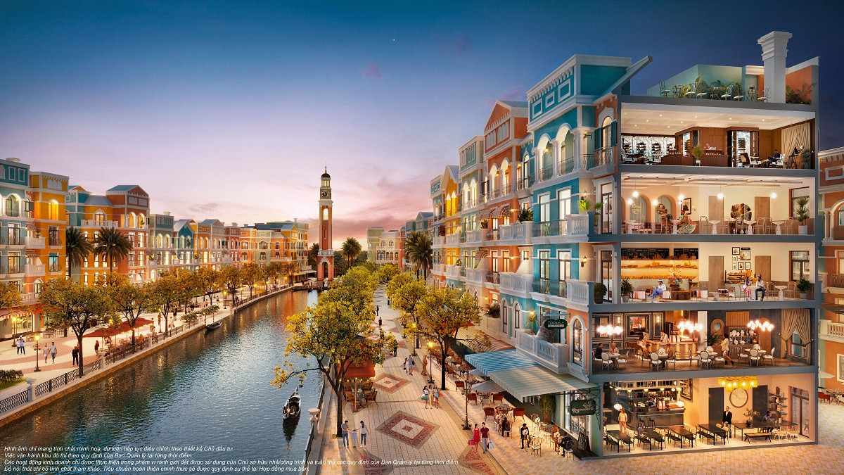 Mặt tiền của các căn shop kinh doanh tối ưu mọi lợi thế để khách hàng nhận diện thương hiệu dọc theo dòng sông “xương sống” của Phân khu The Venice Mặt tiền của các căn shop kinh doanh tối ưu mọi lợi thế để khách hàng nhận diện thương hiệu dọc theo dòng sông “xương sống” của Phân khu The Venice