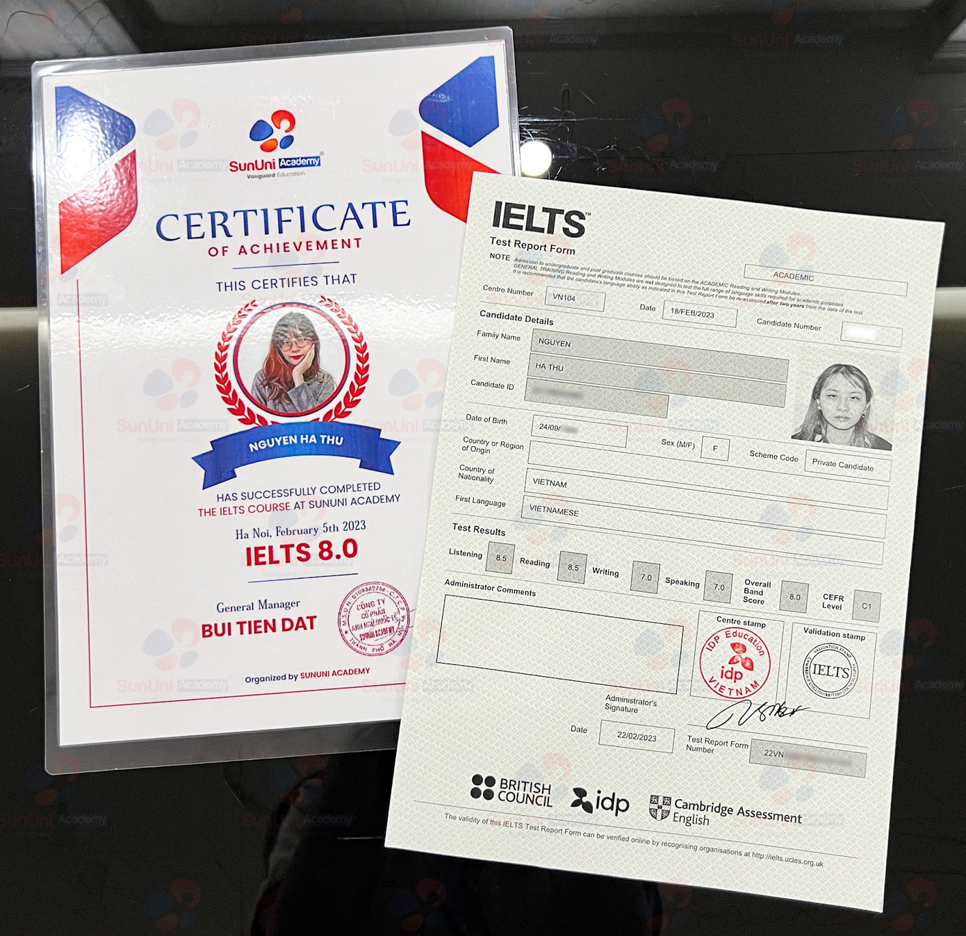 Hà Thu nhận được học bổng đầu ra từ SunUni Academy với kết quả 8.0 IELTS của mình
