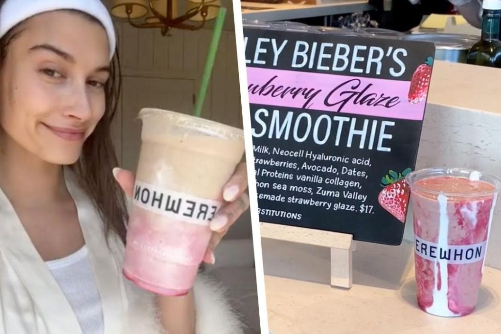 Món Strawberry Glaze Skin Smoothie của Hailey Bieber được lan truyền mạnh mẽ. Món Strawberry Glaze Skin Smoothie của Hailey Bieber được lan truyền mạnh mẽ.