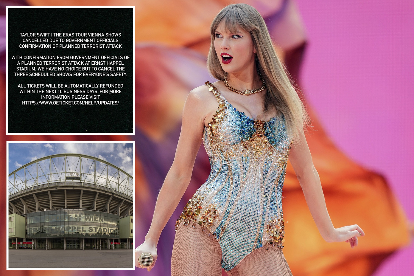 Thông báo hủy show tại sân Ernst Happel từ phía ban tổ chức The Eras Tour tại Áo.