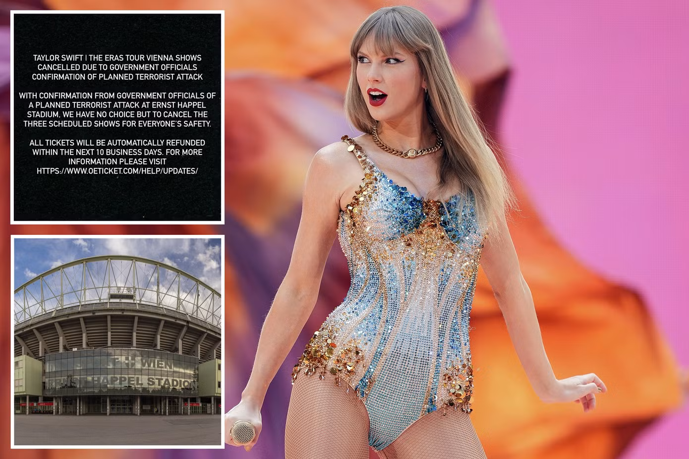 Thông báo hủy show tại sân Ernst Happel từ phía ban tổ chức The Eras Tour tại Áo.