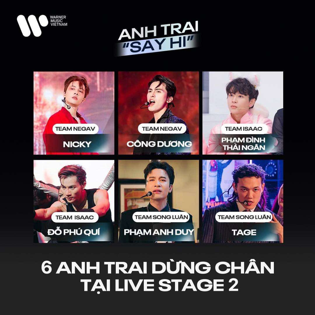 6 Anh Trai bị loại sau Livestage 2 khiến khán giả tiếc nuối. Ảnh: Warner Music Vietnam. 6 Anh Trai bị loại sau Livestage 2 khiến khán giả tiếc nuối. Ảnh: Warner Music Vietnam.
