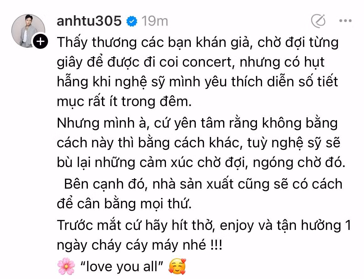 Bài đăng mới nhất của Anh Tú Atus đang thu hút sự quan tâm của fan 30 anh trai.