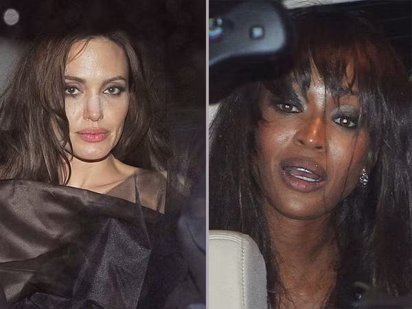 Angelina Jolie và Naomi Campbell mệt mỏi đến mức tóc tai rũ rượi sau một ngày bận rộn tại LHP Cannes