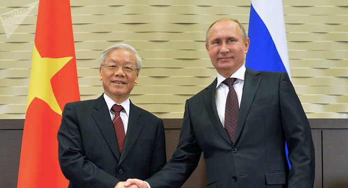 Tổng Bí thư Nguyễn Phú Trọng hội đàm với Tổng thống Vladimir Putin tại Sochi trong chuyến thăm chính thức Nga tháng 11/2014. (Ảnh: Sputnik) Tổng Bí thư Nguyễn Phú Trọng hội đàm với Tổng thống Vladimir Putin tại Sochi trong chuyến thăm chính thức Nga tháng 11/2014. (Ảnh: Sputnik)