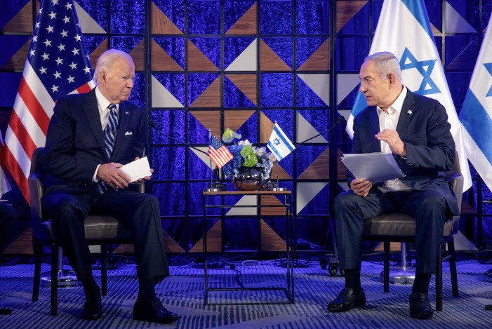 Tổng thống Mỹ Joe Biden và Thủ tướng Israel Benjamin Netanyahu trong cuộc gặp tháng 10/2023. (Ảnh: Reuters)