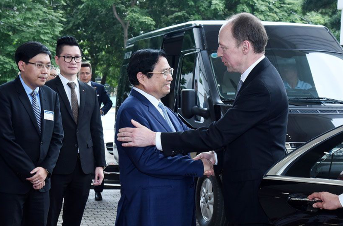 Thủ tướng Phạm Minh Chính và Chủ tịch Quốc hội Phần Lan Jussi Halla-Aho trong cuộc gặp ngày 25/3. (Ảnh: Nhandan)