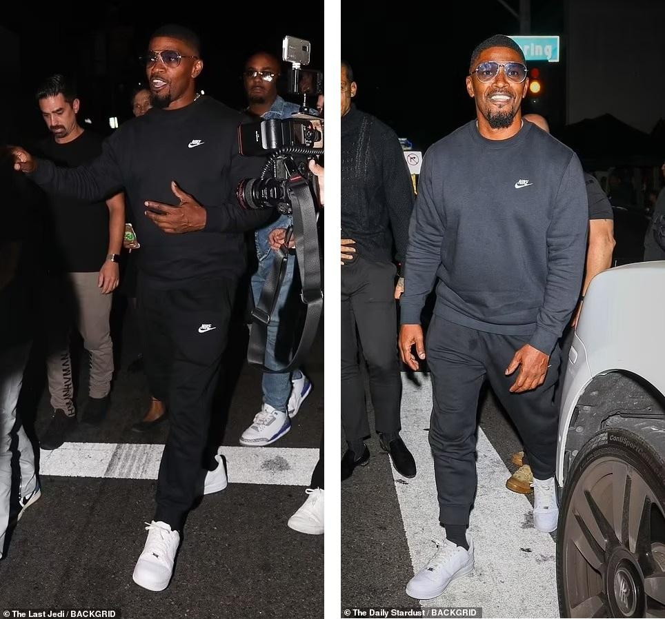 Tình cũ của Katie Holmes, tài tử Jamie Foxx, mặc đồ thể thao thoải mái, năng động. Ảnh: Back Grid.