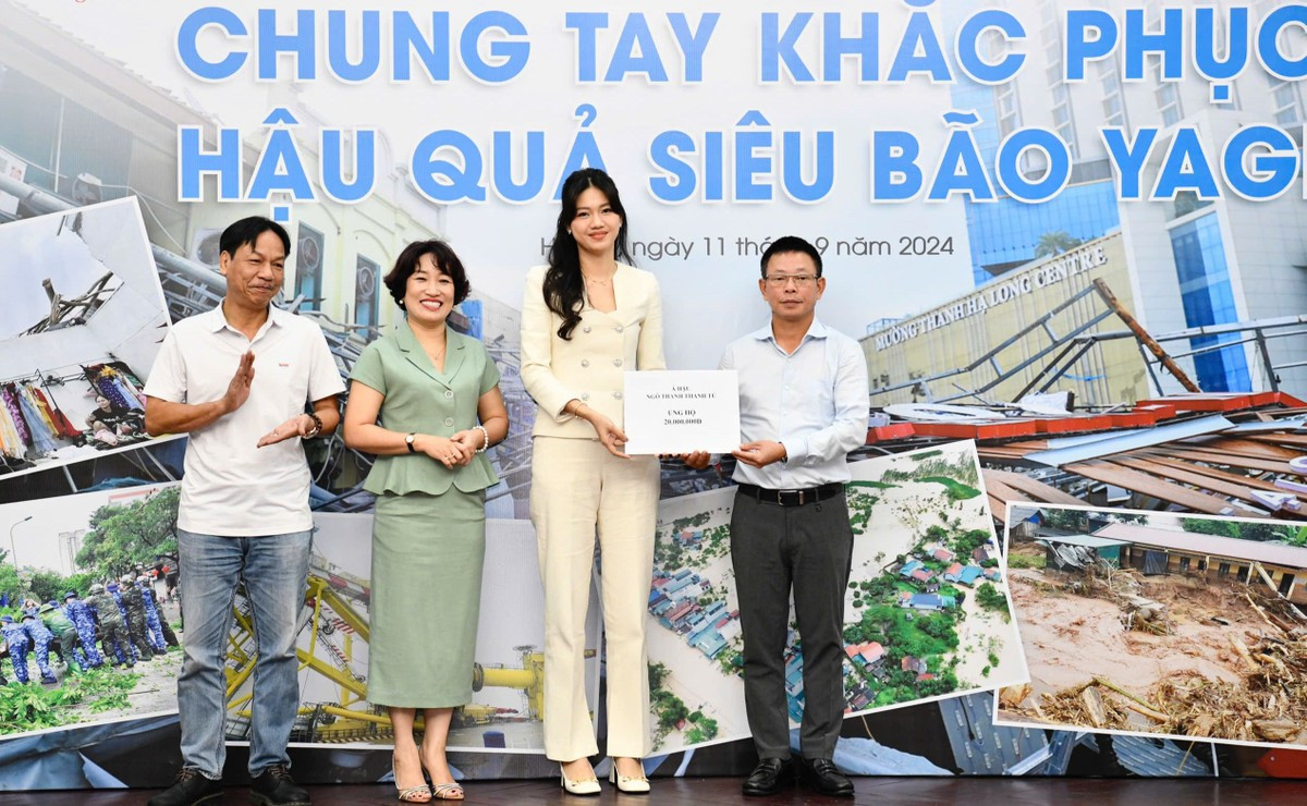 Hoa hậu Đỗ Mỹ Linh, Á hậu Ngô Thanh Thanh Tú, Á hậu Đào Hiền thông qua báo Tiền Phong mong được chia sẻ phần nào khó khăn của bà con vùng bão lũ.