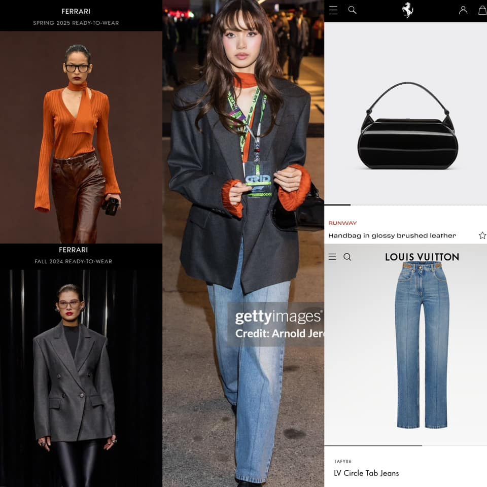 Bên cạnh mẫu quần jeans của nhà mốt Louis Vuitton, các thiết kế từ áo len, blazer cho tới túi xách đều là thiết kế đến từ thương hiệu Ferrari.