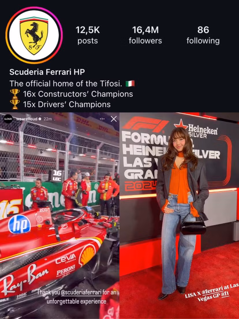 Bên cạnh mẫu quần jeans của nhà mốt Louis Vuitton, các thiết kế từ áo len, blazer cho tới túi xách đều là thiết kế đến từ thương hiệu Ferrari.