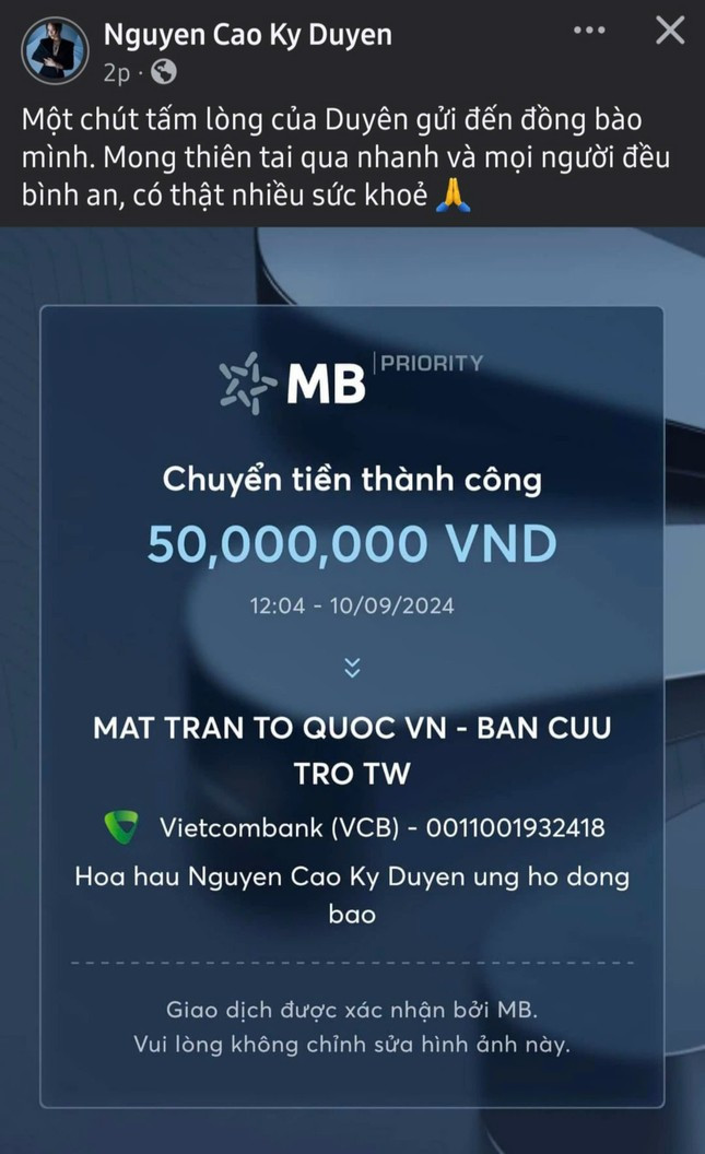 Hoa hậu Tiểu Vy, Hoa hậu Kỳ Duyên ủng hộ đồng bào miền Bắc.