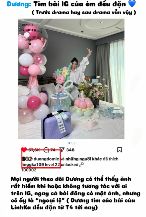 Phần lớn các bằng chứng dấy lên tin đồn hẹn hò giữa Dương Domic và Linh Ka đều được "soi" ra từ các động thái trên mạng xã hội của cả hai. Phần lớn các bằng chứng dấy lên tin đồn hẹn hò giữa Dương Domic và Linh Ka đều được "soi" ra từ các động thái trên mạng xã hội của cả hai.