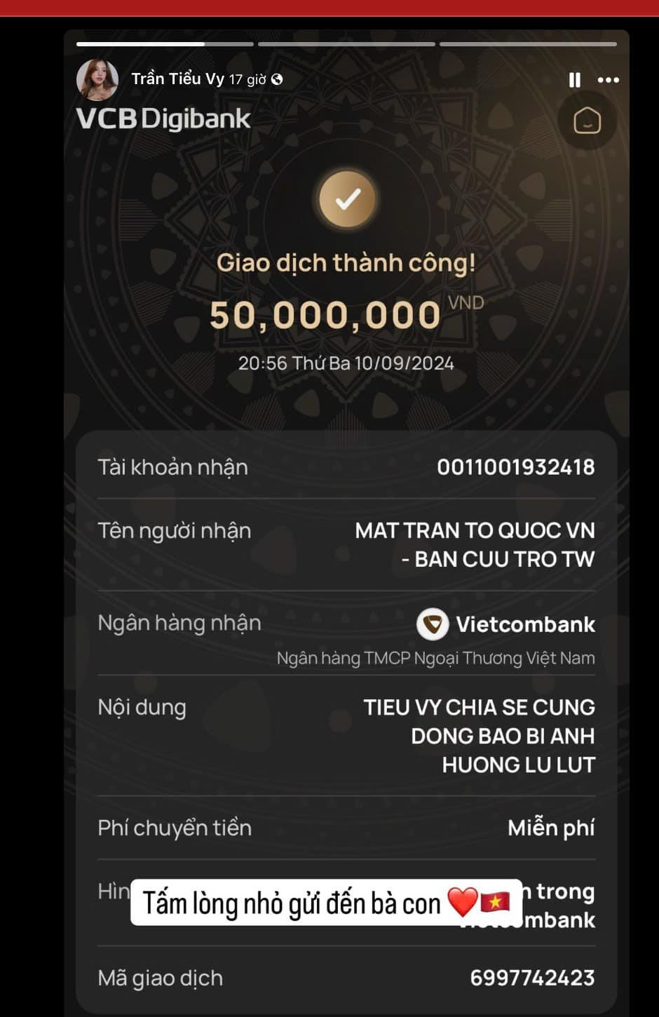 Hoa hậu Tiểu Vy, Hoa hậu Kỳ Duyên ủng hộ đồng bào miền Bắc.