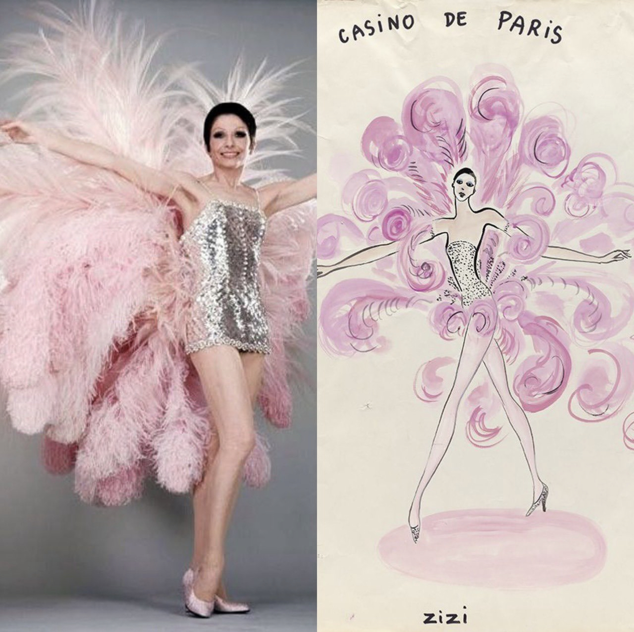 Trước đây, cố diễn viên Zizi Jeanmaire thường lựa chọn trang phục của NTK Yves Saint Laurent để trình diễn ca khúc Mon Truc en Plumes.