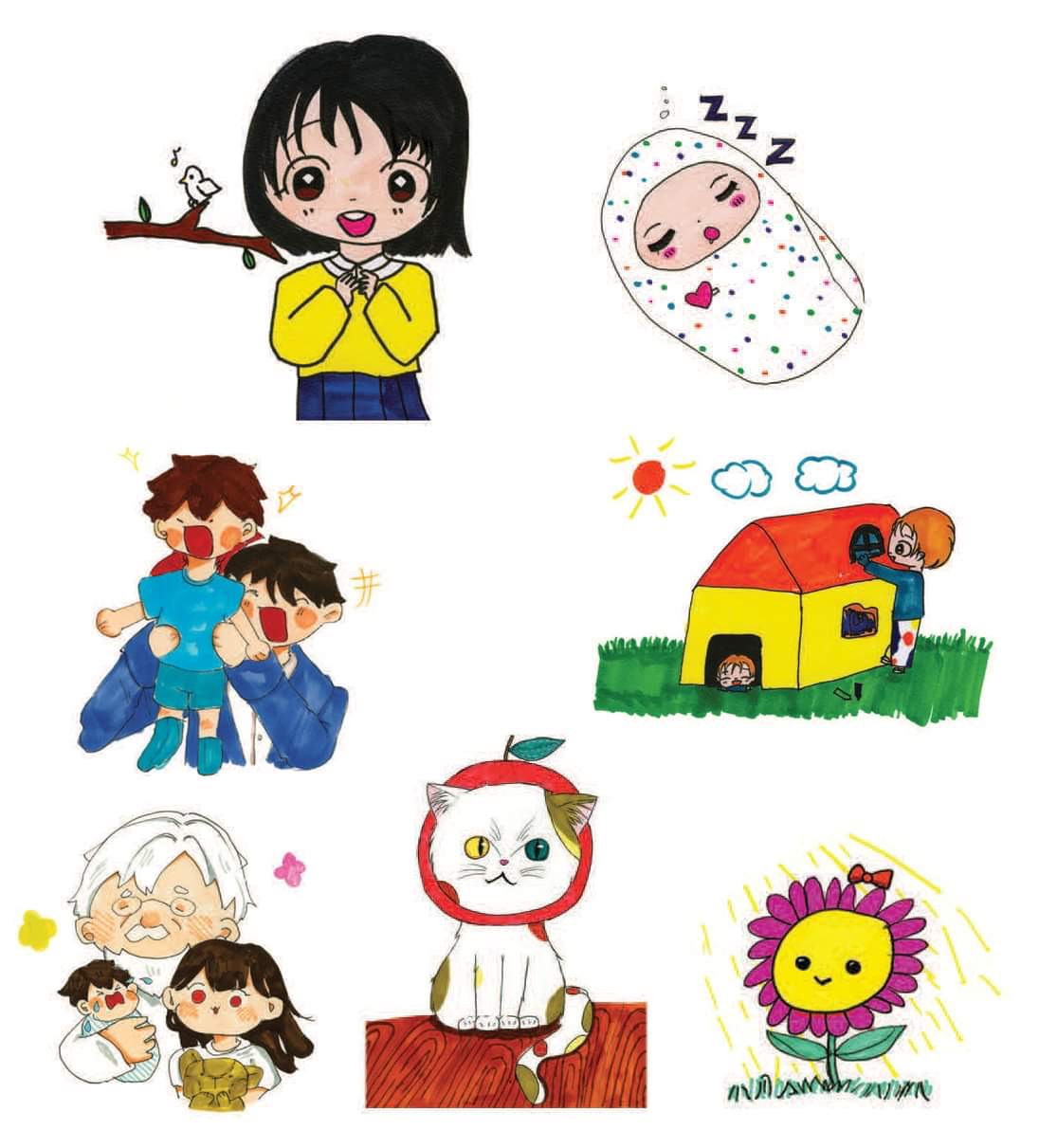 Minh họa đáng yêu của Mai Khuê dành cho những vần thơ của mẹ.