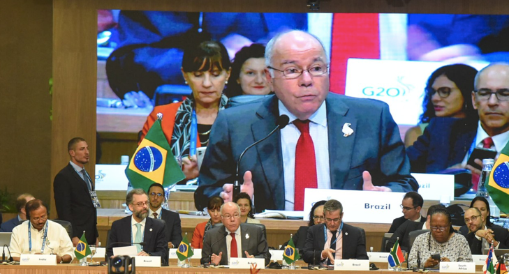 Ngoại trưởng Brazil Mauro Vieira phát biểu tại khai mạc hội nghị G20 ngày 21/2. (Ảnh: linkedin) Ngoại trưởng Brazil Mauro Vieira phát biểu tại khai mạc hội nghị G20 ngày 21/2. (Ảnh: linkedin)
