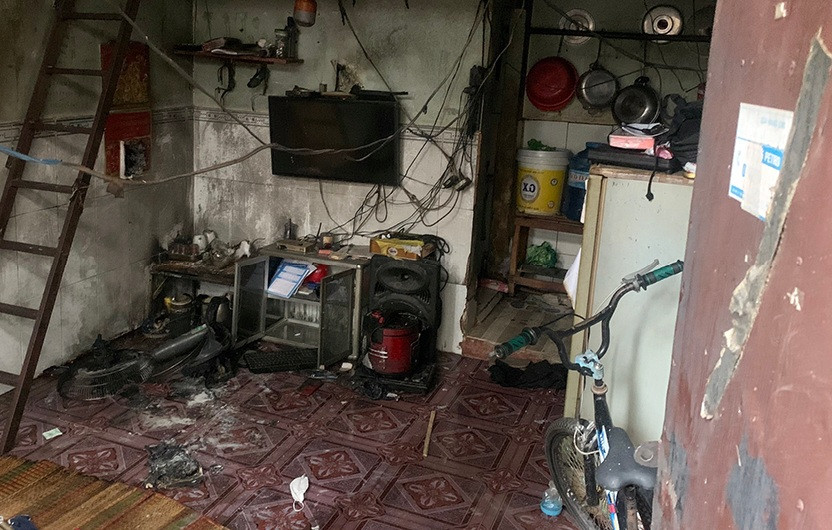 Phòng trọ gia đình ông A. sau vụ cháy