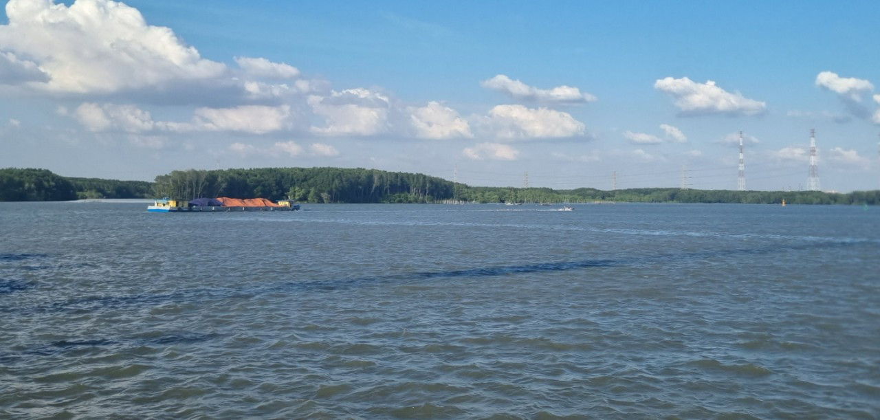 Một phương tiện thủy vận chuyển hàng hóa trên sông Đồng Nai