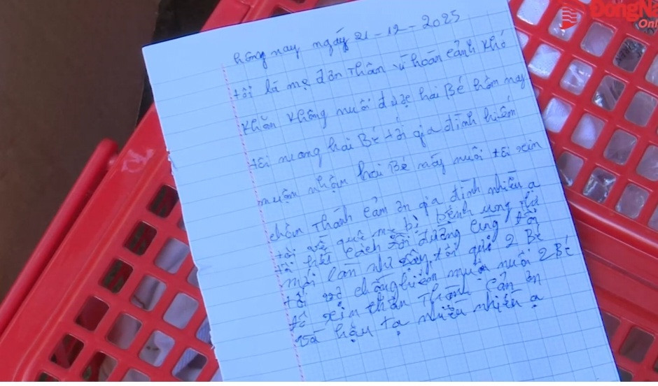 Bức thư của người mẹ nhờ nuôi 2 bé