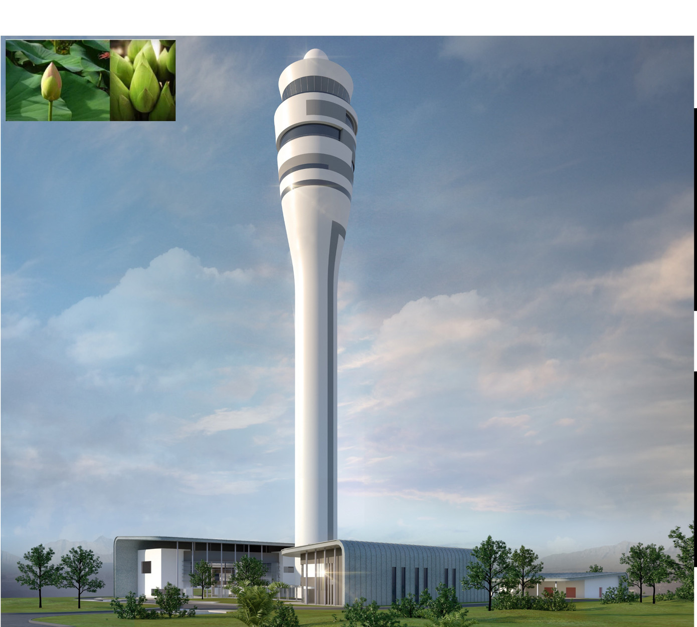 Tháp điều khiển không lưu sân bay Long Thành lấy ý tưởng từ hình dáng búp sen