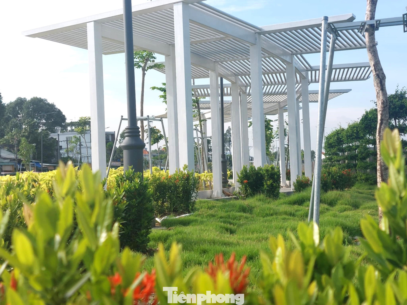 Bên cạnh tuyến đường dành cho phương tiện lưu thông, còn được xây dựng hành lang đi bộ rộng lớn và được trồng nhiều loại hoa, tiểu cảnh.