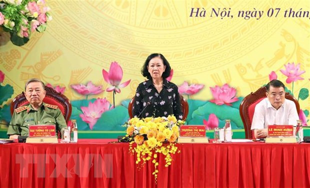 Ủy viên Bộ Chính trị, Thường trực Ban Bí thư, Trưởng ban Tổ chức Trung ương Trương Thị Mai phát biểu chỉ đạo. (Ảnh: Phạm Kiên/TTXVN) Ủy viên Bộ Chính trị, Thường trực Ban Bí thư, Trưởng ban Tổ chức Trung ương Trương Thị Mai phát biểu chỉ đạo. (Ảnh: Phạm Kiên/TTXVN)