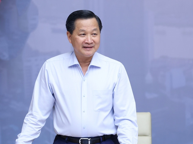 Bí thư Trung ương Đảng, Phó Thủ tướng Chính phủ Lê Minh Khái phát biểu tại cuộc làm việc (Ảnh: VGP/Nhật Bắc)