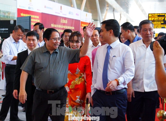 Thủ tướng Phạm Minh Chính dự lễ khánh thành nhà ga T3 Tân Sơn Nhất. Ảnh: Hữu Huy.