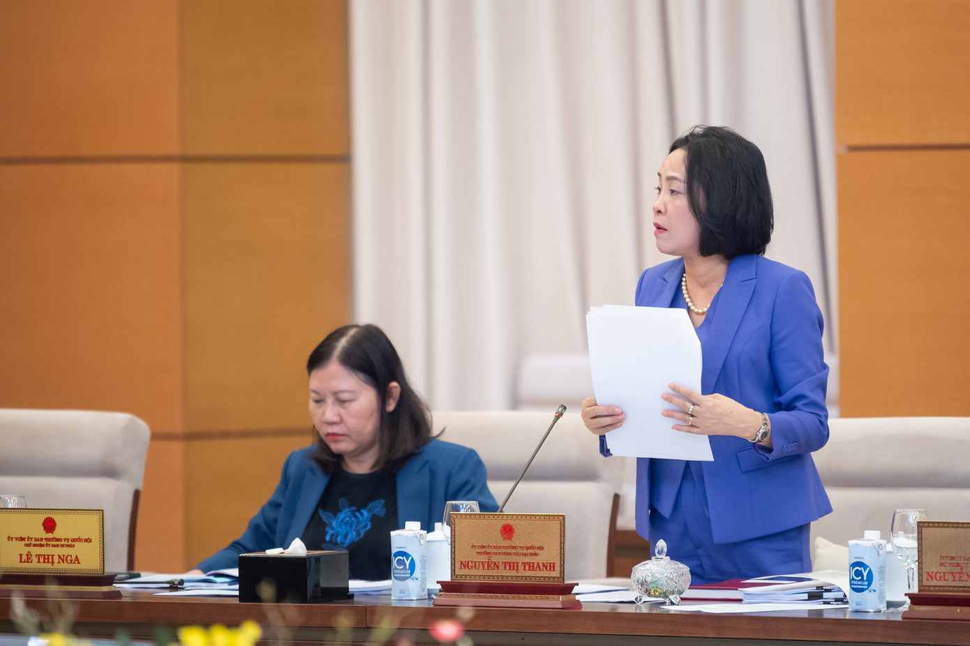 Trưởng Ban Công tác đại biểu Nguyễn Thị Thanh trình bày báo cáo Trưởng Ban Công tác đại biểu Nguyễn Thị Thanh trình bày báo cáo