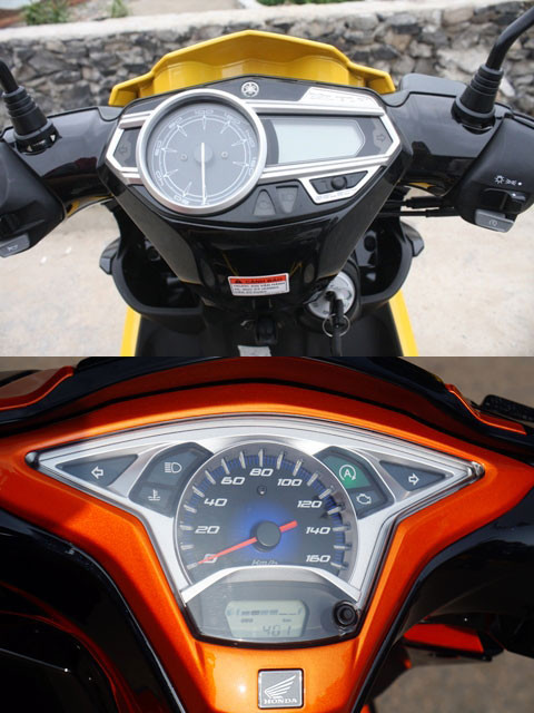 Mặt đồng hồ của Nouvo SX và Air Blade 125 (dưới)