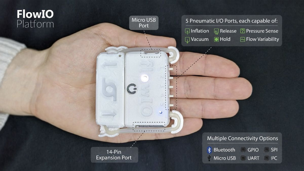 Nền tảng FlowIO — Nền tảng nâng cao dành cho robot mềm, hợp lý hóa quá trình tạo nguyên mẫu bằng các công cụ tích hợp (Ảnh: Ali Shtarbanov & Hye Jun Youn) Nền tảng FlowIO — Nền tảng nâng cao dành cho robot mềm, hợp lý hóa quá trình tạo nguyên mẫu bằng các công cụ tích hợp (Ảnh: Ali Shtarbanov & Hye Jun Youn)