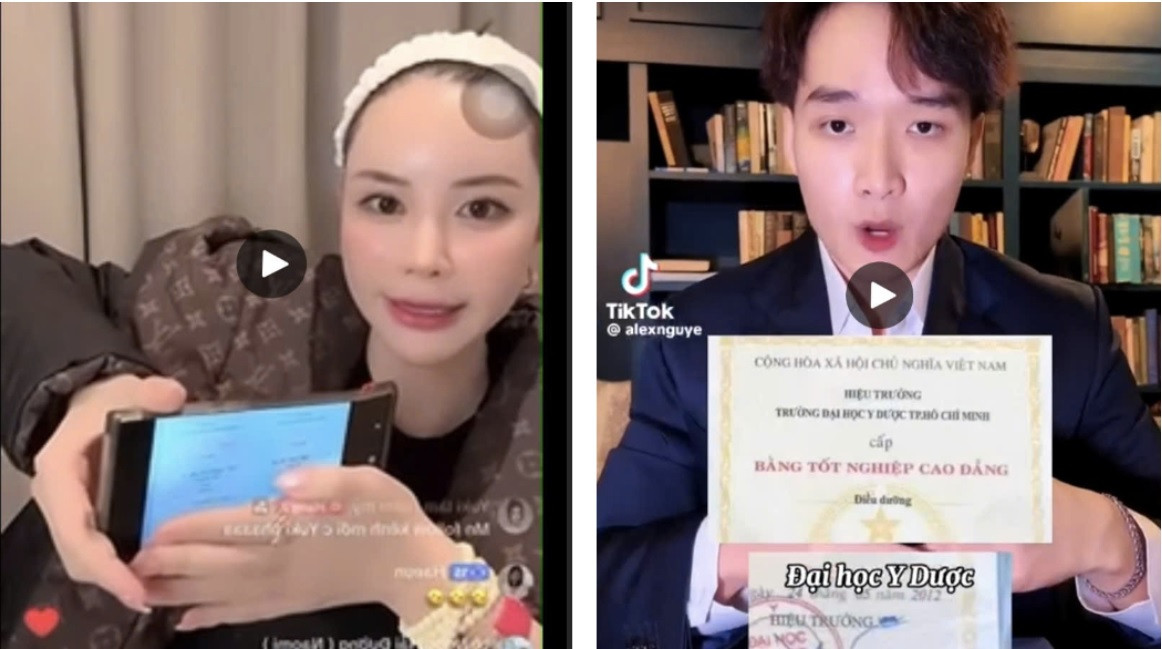 Hình ảnh bằng tốt nghiệp nghi là giả, được cơ sở sử dụng trong quảng cáo dịch vụ làm đẹp trái phép trên mạng xã hội