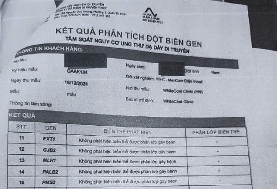 Kết quả phân tích đột biến gen tầm soát ung thư có dấu hiệu giả mạo