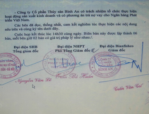 Lãnh đạo 3 bên đã ký cam kết thực hiện viện bảo lãnh và giải chấp tài sản của Công ty Bình An, trong đó có 25.000.000 cổ phần của nữ đại gia Diệu Hiền