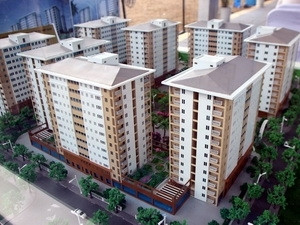 Mô hình một dự án chung cư cho người thu nhập thấp tại Hà Nội. (Ảnh: Tuấn Anh/TTTXVN)