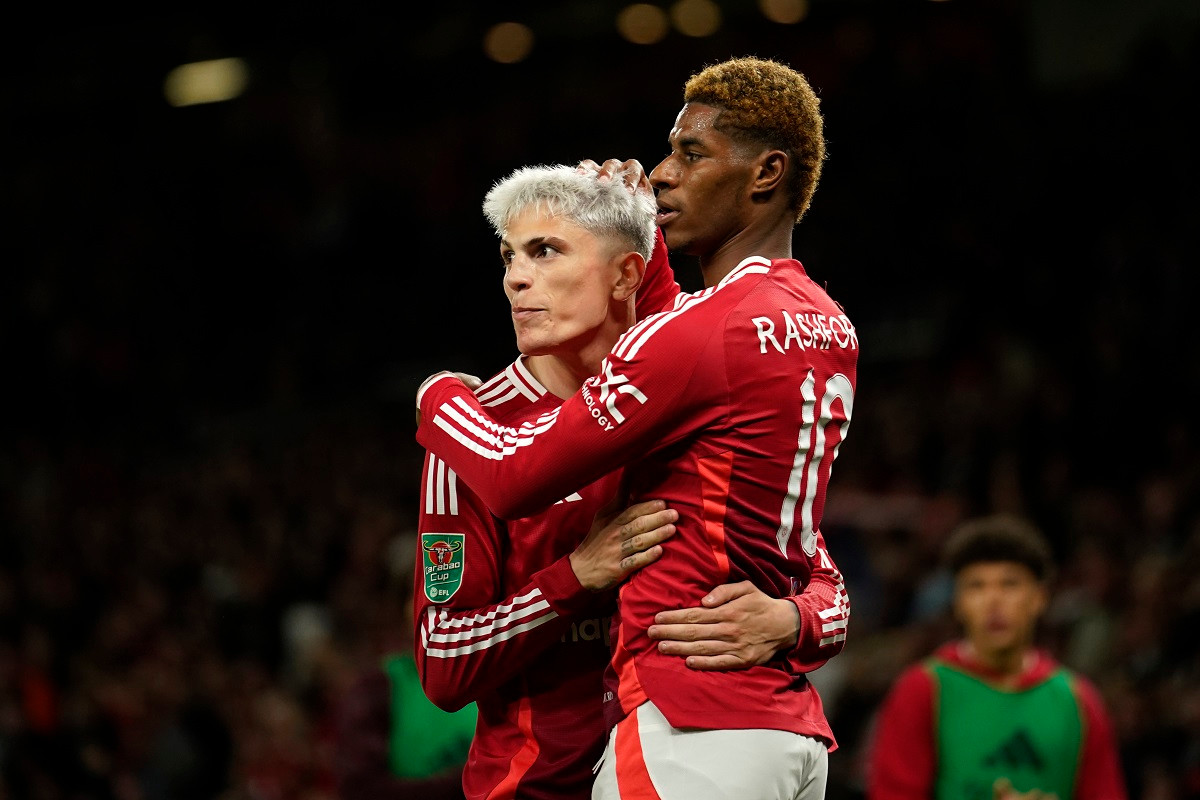 Garnacho và Rashford ăn mừng bàn thắng. Ảnh: AP Garnacho và Rashford ăn mừng bàn thắng. Ảnh: AP