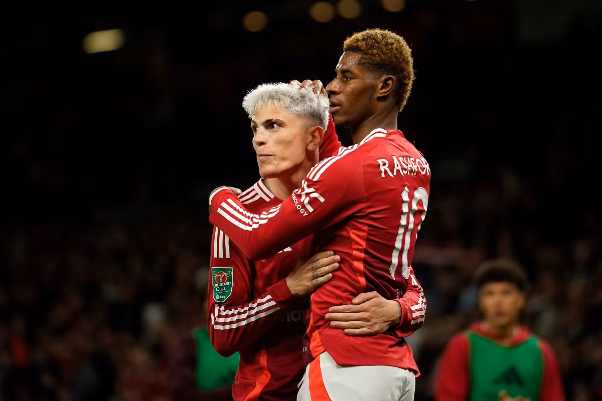 Garnacho và Rashford ăn mừng bàn thắng. Ảnh: AP Garnacho và Rashford ăn mừng bàn thắng. Ảnh: AP