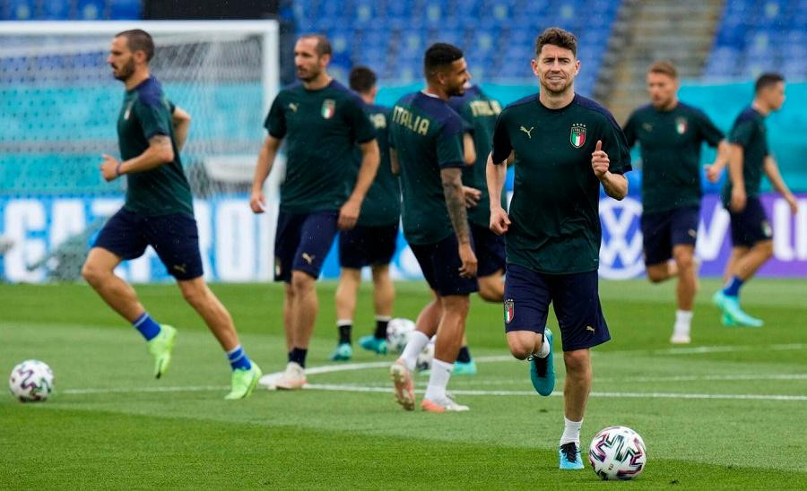 Đội tuyển Italia đang tập luyện ở Florence trước thềm chung kết EURO 2020
