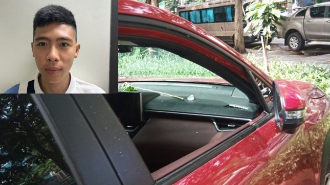 Đối tượng Quang ảnh nhỏ và ô tô bị đập phá kính. Ảnh Minh Đức